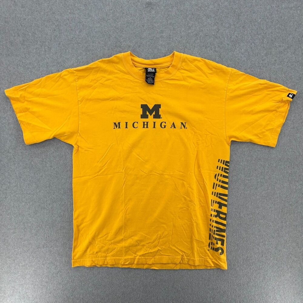 Vintage Michigan Wolverines Bball Starter T-Shirt Adult Medium 90's Side Print